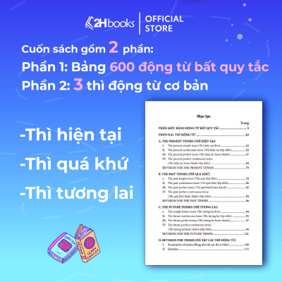 Sách 600 Động Từ Bất Quy Tắc và Cách Dùng Các Thì Trong Tiếng Anh, (Tái bản 2024), 2HBooks