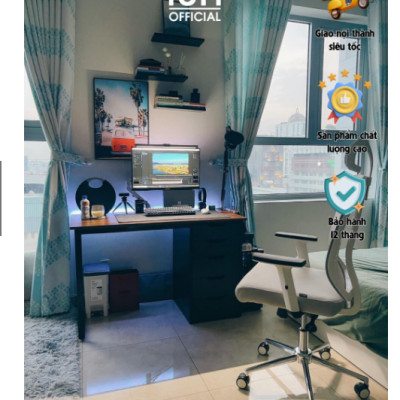 Bàn Huchu 1 Hộc Tủ Đen Chất Liệu Gỗ MDF Phủ Melamine HC-B2