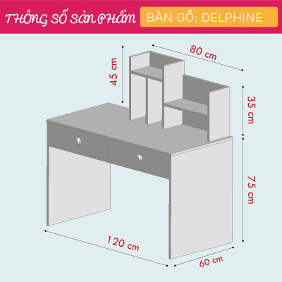 Bàn liền hộc bằng gỗ tiện dụng SMLIFE Delphine