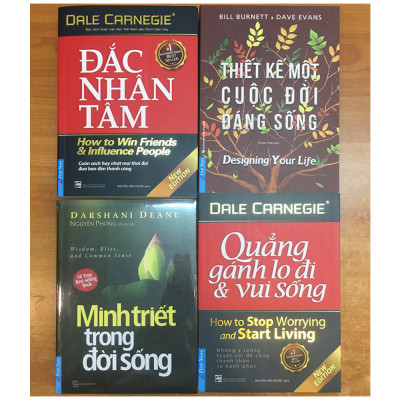 Combo 4 Cuốn Sách: Đắc Nhân Tâm (Khổ Lớn) + Quẳng Gánh Lo Đi & Vui Sống (Khổ Lớn) + Minh Triết Trong Đời Sống + Thiết Kế Một Cuộc Đời Đáng Sống 