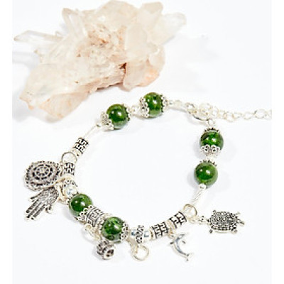 Vòng tay phong thủy nữ đá diopside charm kim quy 8mm mệnh hỏa , mộc - Ngọc Quý Gemstones