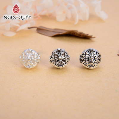 Charm chặn hạt 3 mặt họa tiết hoa văn - Ngọc Quý Gemstones