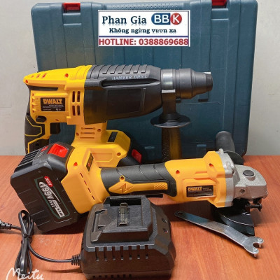 Bộ Combo Máy Khoan Bê Tông Và Máy Cắt Cầm Tay Dùng Pin 15 Cell 199V Lõi Đồng - Động Cơ Không Chổi Than - Bảo Hành 1 Năm