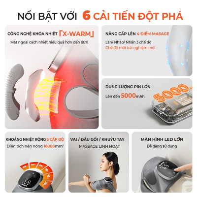 Máy Masssage Đầu Gối BUMAS M6 Pro - Nâng Cấp Bốn Đầu Điểm Massage Công Nghệ Khóa Nhiệt Mới Giảm Thất Thoát Nhiệt Và Điện - Hàng Chính Hãng