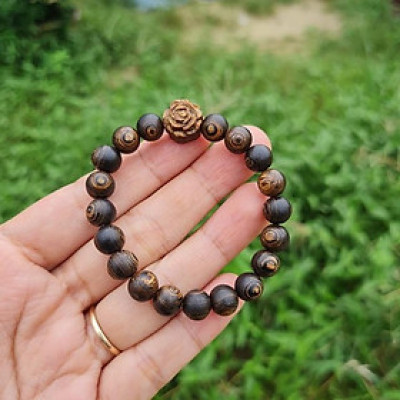 Vòng Tay Trầm Hương Sánh Chìm Nước Mix Charm Hoa Sen - Vòng Trầm Hương Phong Thủy - Size 7 8 10mm