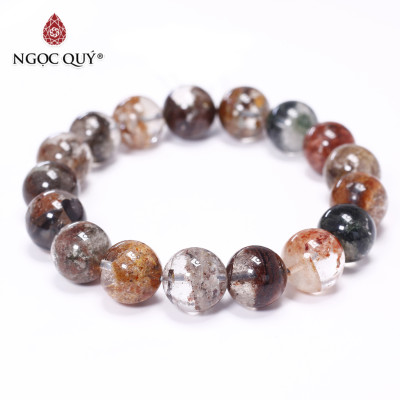Vòng tay trơn đá thạch anh ưu linh đa sắc size hạt 13mm - Ngọc Quý Gemstones