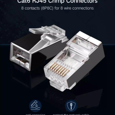 Ugreen UG50248NW111TK 100pcs Đầu bấm mạng RJ45 chuẩn Cat6 + Cat6e bọc inox chống nhiễu - HÀNG CHÍNH HÃNG