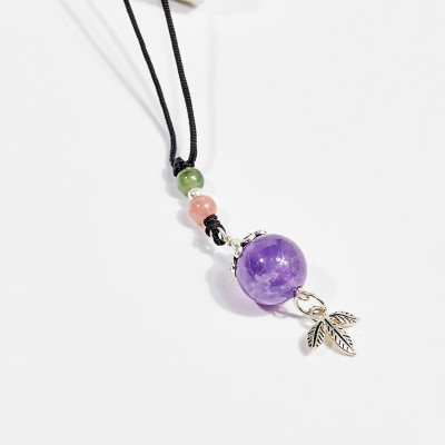 Dây chuyền phong thủy đá thạch anh tím tròn 1.5cm mệnh hỏa , thổ - Ngọc Quý Gemstones