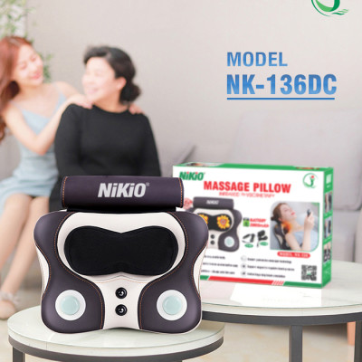 Máy (Gối) Massage Đấm Bóp Cổ Vai Gáy Nikio NK-136DC - Xoa Bóp Con Lăn Kết Hợp Hồng Ngoại, Hỗ Trợ Mát Xa Lưng, Đùi, Tay, Giảm Đau Nhức Toàn Thân - Pin Sạc Không Dây Tiện Lợi