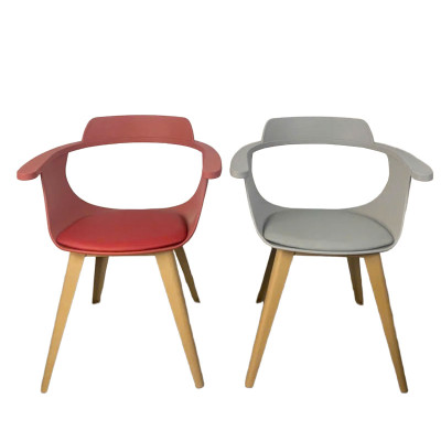 Ghế cafe fastfood thân nhựa hở lưng chân sắt vân gỗ nhập khẩu NARA-S1 Nội thất Capta