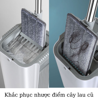 Cây lau nhà tự vắt, Chổi lau nhà thông minh, cây lau kèm 8 bông lau thay thế, Cây lau nhà MOP - Hàng nhập khẩu