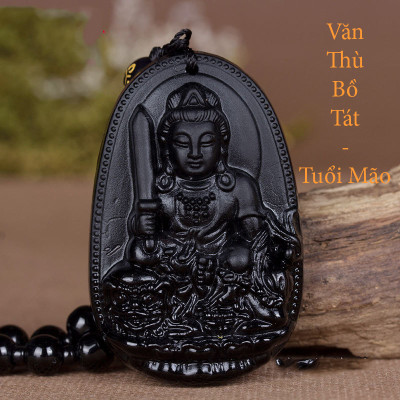 Dây Chuyền Mặt Phật Đá Phong Thủy - Phật Bản Mệnh - Phật Hộ Mệnh Cho 12 Con Giáp - Mặt Đá Obsidian Mạng Lại Sự May Mắn Bình An