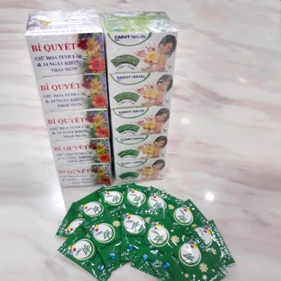 Nước cắm hoa lâu tàn (Set 100 gói) dạng bột nhập khẩu Israel Food For CUT Flowers mỗi gói tạo ra 0.5L dung dịch xử lý hoa cắm bình