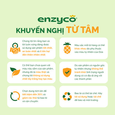 Combo 2 nước ngâm rửa rau củ quả, thực phẩm sinh học Enzyco 1L - 100% Enzyme Dứa