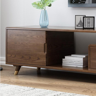 Kệ TV gỗ tự nhiên nguyên khối hình chữ nhật mặt kính 1m5, kệ tivi cao cấp LUX-KTV06