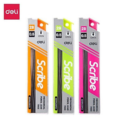 Set 3 bút chì kim có tẩy Deli U999 ngòi chì 0.5mm / Chì kim bấm 999 ruột thay 7003