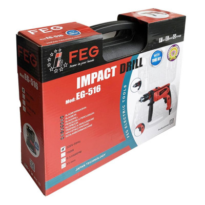 BỘ MÁY KHOAN GIA ĐÌNH ( KHOAN BÚA 13MM, THÉP 10MM, GỖ 25MM) FEG EG-516 - HÀNG CHÍNH HÃNG