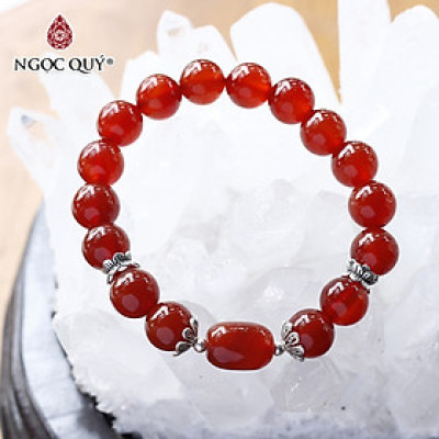 Vòng tay đá mã não đỏ phối lu thống 10mm mệnh hỏa, thổ - Ngọc Quý Gemstones