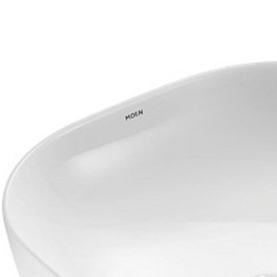 Chậu lavabo, chậu rửa mặt đặt bàn sứ trắng, hình vuông bo tròn, độ bền cao, hàng nhập khẩu Moen BC9903-142