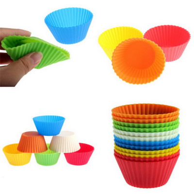 Bộ 10 khuôn silicon 3 lớp làm bánh, rau câu, bánh bông lan, bánh da lợn hình tròn Cupcake – Mã số 1133