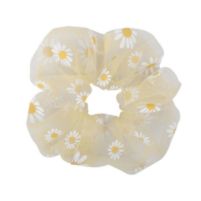 Combo 4 dây cột tóc vải Scrunchies vải lưới hoa cúc