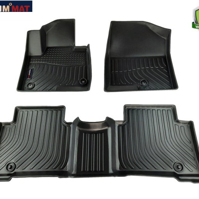 Thảm lót sàn xe ô tô Hyundai Santafe 2013-2018 ( 3 hàng ghế) Nhãn hiệu Macsim chất liệu nhựa TPE cao cấp màu đen