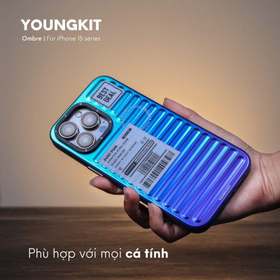 Ốp lưng chống sốc cho iPhone 15 Pro Max / 15 Pro / 14 Pro Max hiệu HOTCASE Youngkit Gradient phối màu cá tính chống sốc va đập, túi khí tản lực - Hàng nhập khẩu