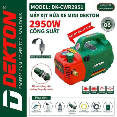 MÁY RỬA XE CÓ CHỈNH ÁP 2950W  DK-CWR2951 DEKTON-HÀNG CHÍNH HÃNG