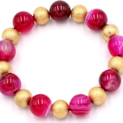 Chuỗi tay thạch anh hồng sọc 12 ly VTAOSHVM1 - hợp mệnh Hỏa, mệnh Thổ