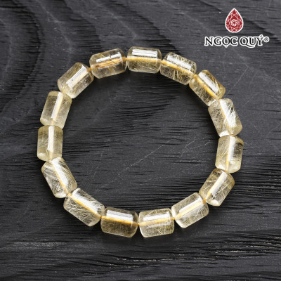 Vòng tay thạch anh tóc vàng đốt trúc mệnh thủy, kim - Ngọc Quý