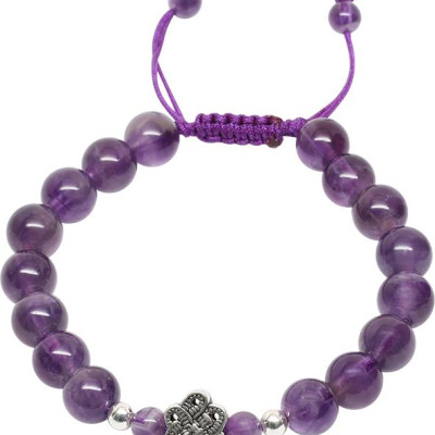 Vòng Mala Thạch Anh Tím Mix Charm Bạc Ngọc Quý Gemstones VT106