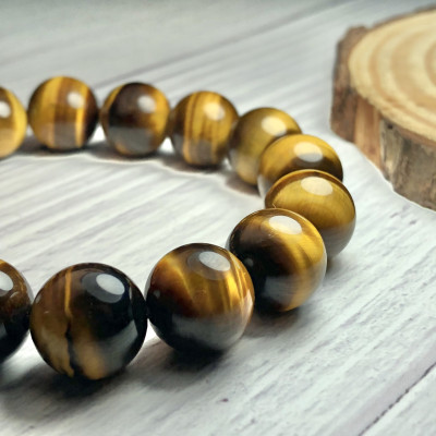 Vòng tay Thạch Anh Mắt Hổ vàng nâu 12mm cao cấp chuẩn 5A