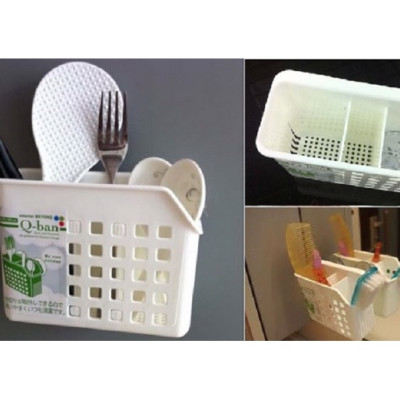 Ống cắm đũa thìa 2 ngăn có núm hít chân không nội địa Nhật Bản 