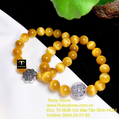 Vòng tay mắt hổ mệnh Thổ - Kim