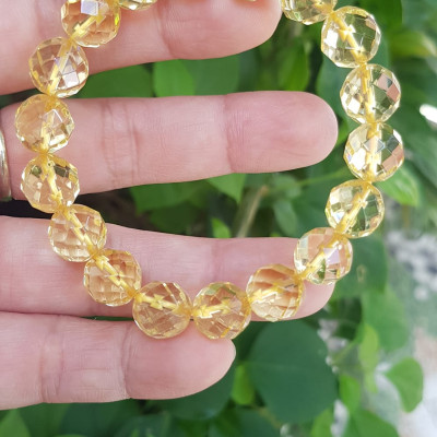 ️️Vòng tay phong thủy nữ đá thạch anh Vàng giác tự nhiên size vòng 10mm vòng màu vàng đẹp hợp nữ mệnh kim thổ thuỷ ạ