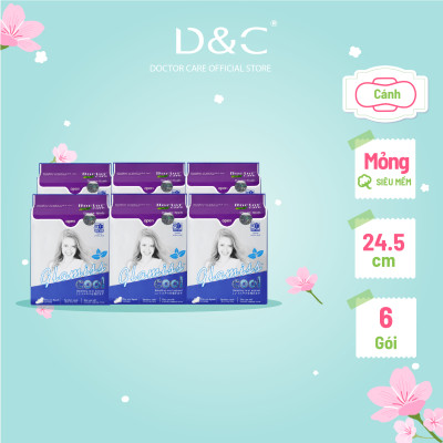 Combo 6 Băng vệ sinh thảo dược Glamiss Cool BVS ban ngày 24cm siêu khô thoáng cả ngày dài