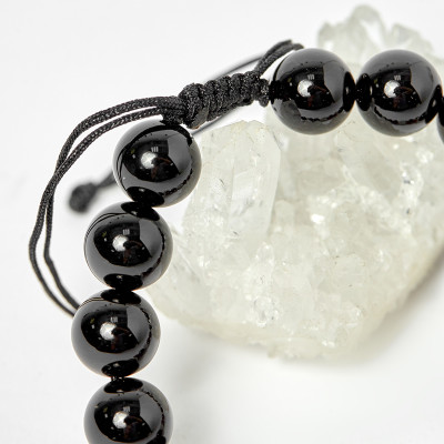 Vòng đá obsidian phối thạch anh mắt hổ nâu đỏ và charm phật hạt 10mm - Ngọc Quý Gemstones