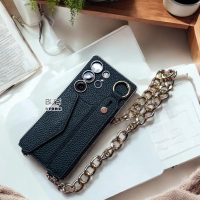 Ốp Lưng Cho Samsung S25 Ultra / S24 Ultra Ví Da Có Quai Xỏ Tay + Dây Đeo Dài - BUM STORE GALAXY CASE
