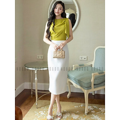 Áo xanh bơ lệch vai NGADO , áo kiểu Nữ , áo lệch vai