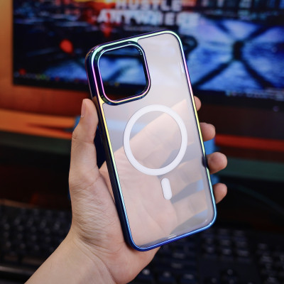 Ốp lưng từ tình viền TPU mạ crom cho iPhone 14 Pro Max / 15 Pro Max / iP 14 Pro / 15 Pro hiệu X-Level Streamer Rainbow - Thiết kệ mặt lưng PC chống ố, lực hút nam châm mạnh mẽ, thiết kế sang trọng - Hàng nhập khẩu