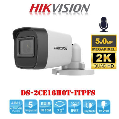 Camera HD-TVI 5.0 Megapixel HIKVISION DS-2CE16H0T-ITPFS Míc Thu Âm hồng ngoại ban đêm - Hàng chính hãng