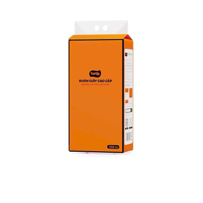 Thùng 9 bịch siêu tiết kiệm Giấy rút đáy TOPGIA  CAM - Bột gỗ nguyên sinh, 1000 tờ chất lượng cao.