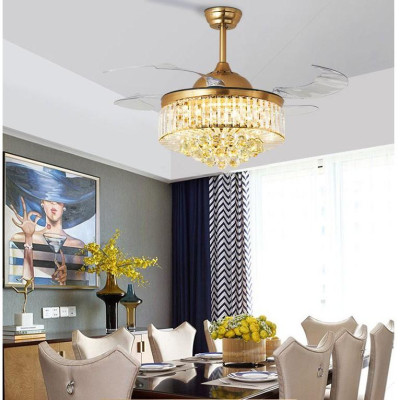 Quạt đèn LED CHOSON cánh cụp xèo phong cánh hiện đại- 3 chế độ ánh sáng - kèm điều khiển từ xa