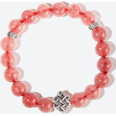 Vòng tay thạch anh dâu charm kết đồng tâm Ngọc Quý Gemstones