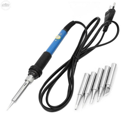 Bộ Mỏ Hàn Thiếc 60W Có Điều Chỉnh Nhiệt – Kèm 5 Mũi Hàn + Đế Gác Tiện Lợi