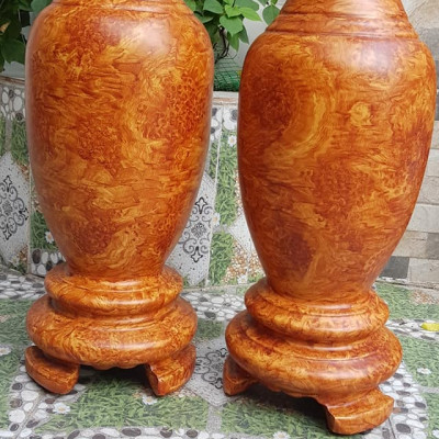 Cặp Bình Gỗ nu gõ hay gõ vẽ nu cao tròn đều đẹp cao 60cm x đk 20cm ý nghĩa bình an , phú quý Anh Chị trưng phòng khách nhà, công ty, bàn thờ thần tài to đẹp ạ