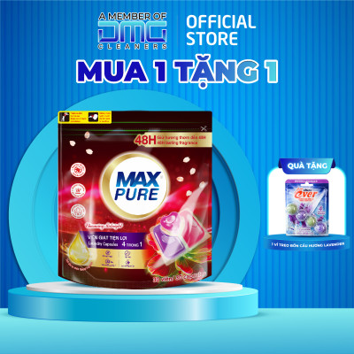 Túi viên giặt Maxpure Hương Đắm Say 30v tặng 1 vỉ viên treo bồn cầu Evershine hương Lavender