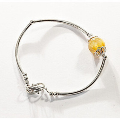 Vòng Tay Phong Thủy Thạch Anh Tóc Vàng Thiên Nhiên AAAA mix Bạc 925, Mạng Thổ - Kim, Món Qùa Trang Sức  Phong Thủy May Mắn Ý Nghĩa  VK002 BlackMount