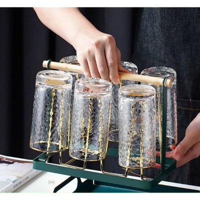 Combo bộ 6 cố thủy tinh uống nước chịu nhiệt cao cấp kèm giá úp