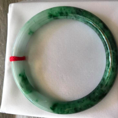 VÒNG KHỐI CẨM THẠCH TỰ NHIÊN MÀU XANH SƠN THUỶ LÝ 50MM x dầy 7,2mm VÒNG TAY NỮ BÓNG ĐẸP 48KG - 57KG ĐEO